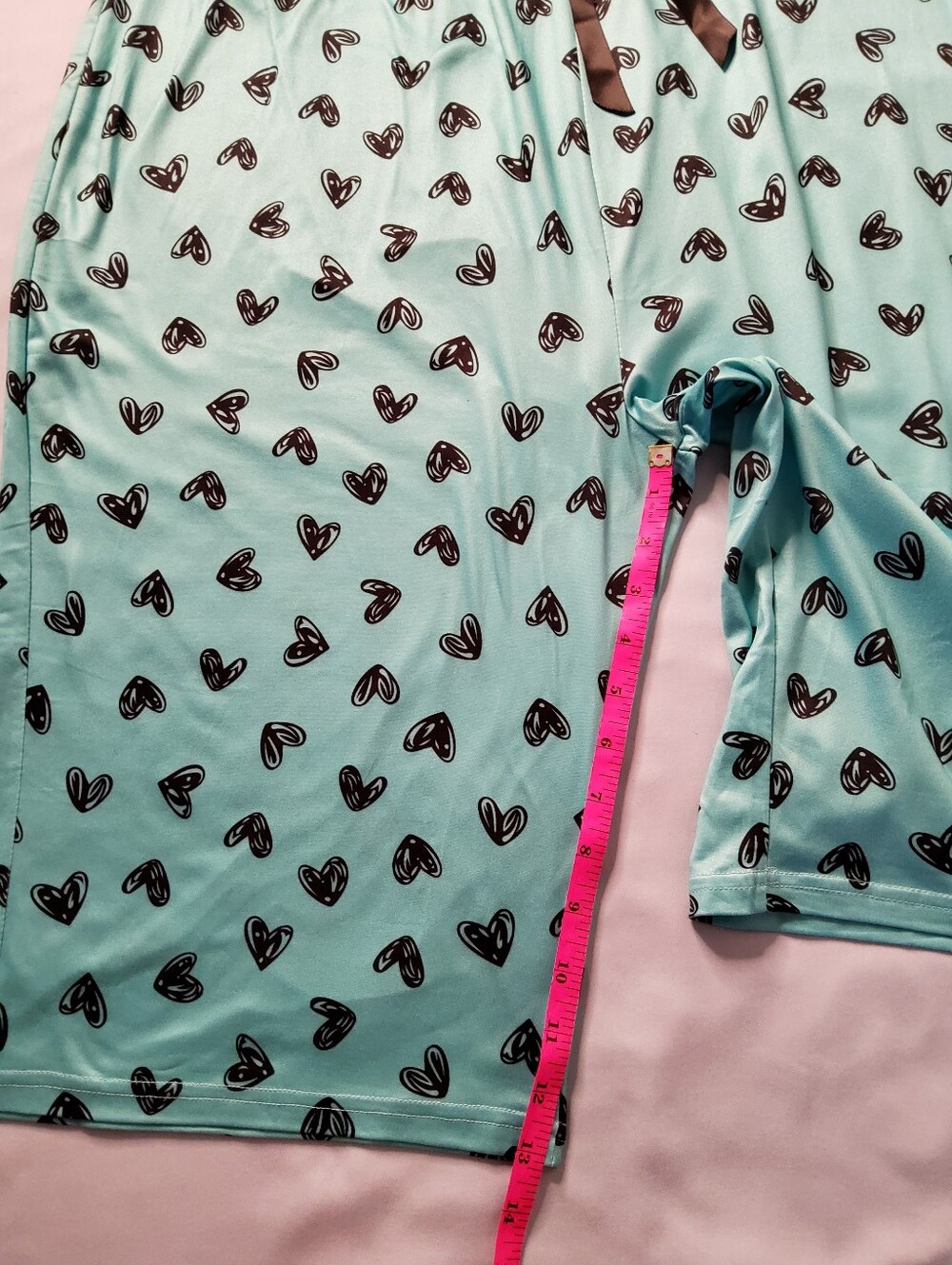 SHEIN Heart Print Pajama Pants Trio - Black, Cream, and Teal XXL - Picture 4 of 12